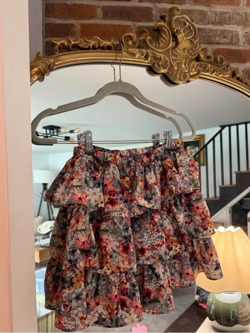 Tiered Floral Midi Skirt in Multi Floral